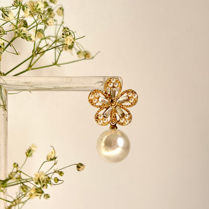 Floral Pearl Drop Earring