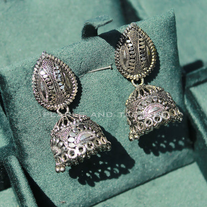 Oxidised Petal Jhumki